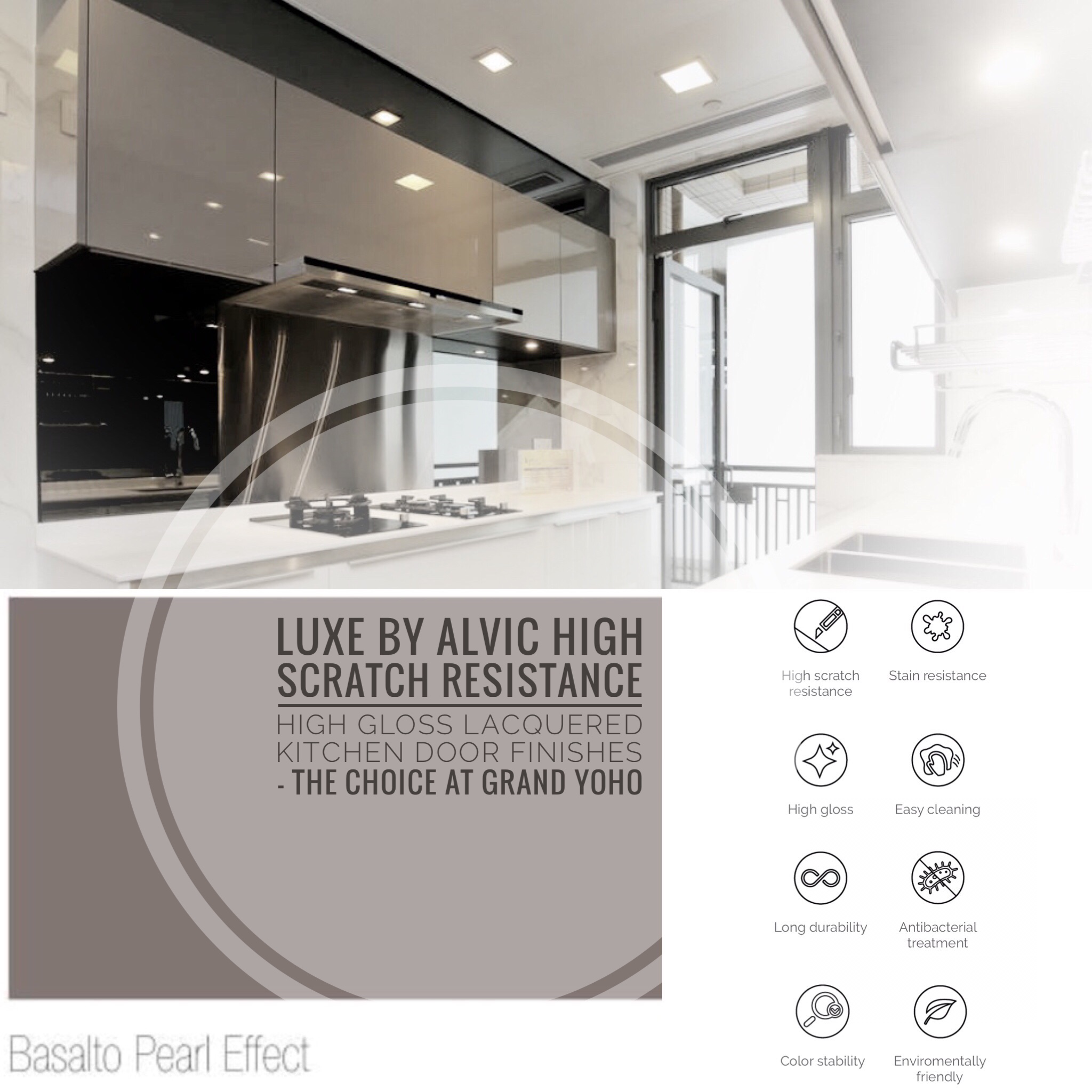 LUXE by ALVIC at GRAND YOHO – High Scratch Resistance High Gloss Lacquered Kitchen Doors